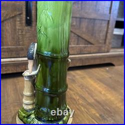 Antique Victorian Bretby Art Pottery hand-painted crane bird bamboo 19th Century