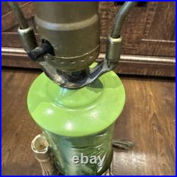 Antique Victorian Bretby Art Pottery hand-painted crane bird bamboo 19th Century