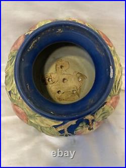 Antique Weller Pottery Blue Baldin Apple Jardiniere Planter Signed Drain Holes