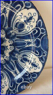 Antique large Dutch Delft charger dish plate 18thC. Ceramic. HH