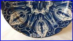 Antique large Dutch Delft charger dish plate 18thC. Ceramic. HH