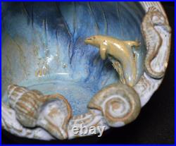 Aquatic Dolphin/Shells Ceramic Art Pottery Diorama by Linda Gonzalez Petaluma Ca