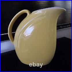 Art Deco HALL Pottery Yellow Ceramic PITCHER with ICE LIP 8 Tall Made USA Nora