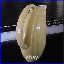 Art Deco HALL Pottery Yellow Ceramic PITCHER with ICE LIP 8 Tall Made USA Nora