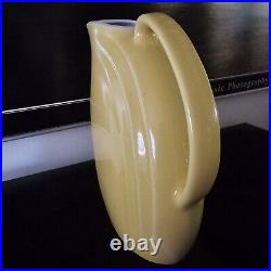 Art Deco HALL Pottery Yellow Ceramic PITCHER with ICE LIP 8 Tall Made USA Nora