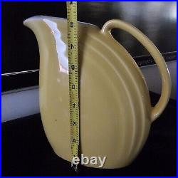 Art Deco HALL Pottery Yellow Ceramic PITCHER with ICE LIP 8 Tall Made USA Nora