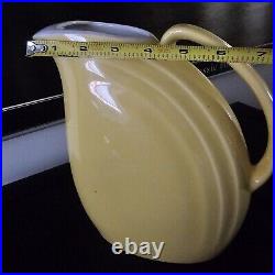 Art Deco HALL Pottery Yellow Ceramic PITCHER with ICE LIP 8 Tall Made USA Nora