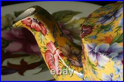 Art Deco James Sadler Stunning and Rare Sophie Chintz Floral Yellow 6 Cup Teapot