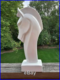 Art Deco MCM Royal Haeger R492 White Ceramic 15 Horse Vase Mid Century Modern