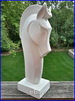 Art Deco MCM Royal Haeger R492 White Ceramic 15 Horse Vase Mid Century Modern