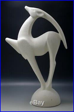 Art Deco MCM Royal Haeger White 21 Gazelle Antelope Huge Sculpture Textured