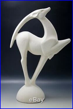 Art Deco MCM Royal Haeger White 21 Gazelle Antelope Huge Sculpture Textured