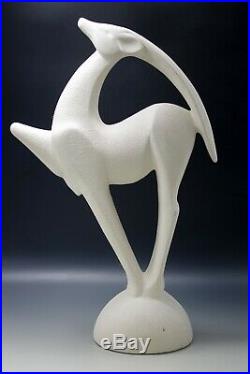 Art Deco MCM Royal Haeger White 21 Gazelle Antelope Huge Sculpture Textured