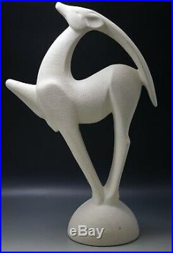 Art Deco MCM Royal Haeger White 21 Gazelle Antelope Huge Sculpture Textured