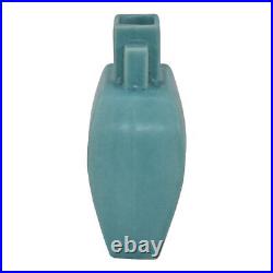 Art Deco Pottery Blue Geometric Buttressed Ceramic Vase