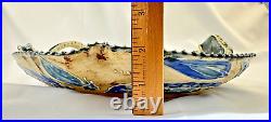 Art Pottery 14 Plate / Bowl / Dish features Dramatic Blue Peacock Bird Design