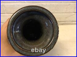 Art Pottery Asian Inspired Drip Glaze Ceramic Handled Vase with Dragon Motif