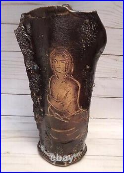 Art Pottery Female Nude Vase Signed Vego Ceramic Nudes