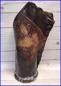 Art Pottery Female Nude Vase Signed Vego Ceramic Nudes