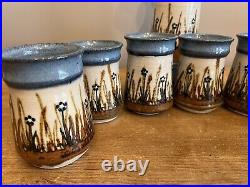 Art Pottery Frank Massarella Wine Decanter Set With 6 Cups California Ceramic