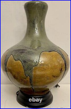 Art Pottery Glazed Ceramic Vase Jug Pot Table Lamp 26 Green Amber MSRP $389.95