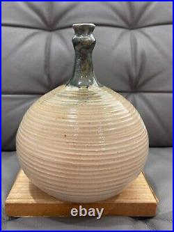 Art Pottery Stoneware Ceramic Bottle Form Vase Signed with Impressed J H