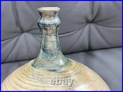 Art Pottery Stoneware Ceramic Bottle Form Vase Signed with Impressed J H