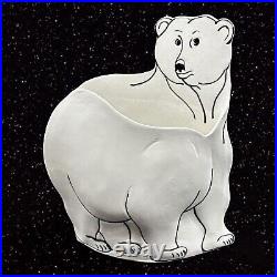 Art Pottery Unique Polar Bear Double-sided Planter Vase Signed By Artist Large