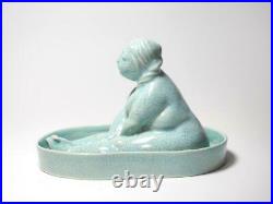 Art Studio Pottery Ceramic Nude Woman in Tab Bathing Sculpture Figurine Handmade