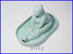 Art Studio Pottery Ceramic Nude Woman in Tab Bathing Sculpture Figurine Handmade