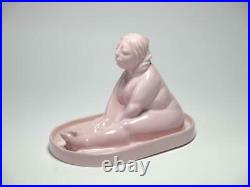 Art Studio Pottery Ceramic Nude Woman in Tab Bathing Sculpture Figurine Handmade