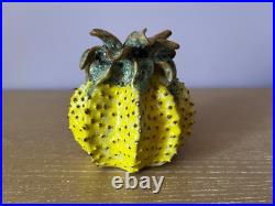 Art Studio Pottery Ceramic Prickly Pineapple Fruit Vase Candle Holder Sculpture