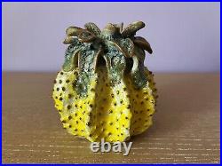 Art Studio Pottery Ceramic Prickly Pineapple Fruit Vase Candle Holder Sculpture