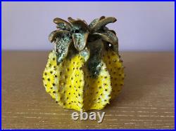 Art Studio Pottery Ceramic Prickly Pineapple Fruit Vase Candle Holder Sculpture