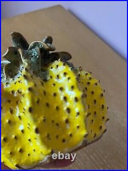 Art Studio Pottery Ceramic Prickly Pineapple Fruit Vase Candle Holder Sculpture