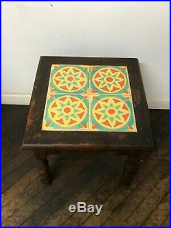 Arts & Crafts Mission Tudor Potteries Art Tile Top Rancho Monterey Side Table