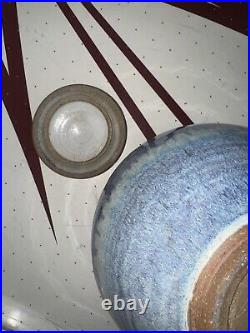 Asian Style Urn Imperial Form In Blue White Layered Glaze signed and dated