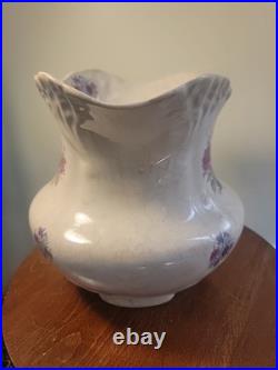 Athena Pottery Ceramic Set Ivory Purple with Flowers Design