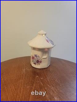 Athena Pottery Ceramic Set Ivory Purple with Flowers Design