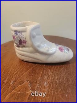 Athena Pottery Ceramic Set Ivory Purple with Flowers Design