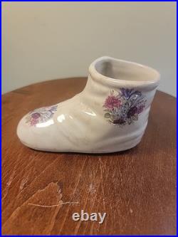 Athena Pottery Ceramic Set Ivory Purple with Flowers Design