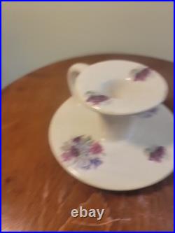 Athena Pottery Ceramic Set Ivory Purple with Flowers Design Athena Pottery Ceramic Set Ivory Purple with Flowers Design