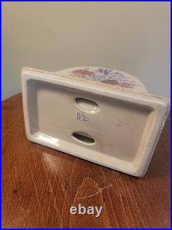 Athena Pottery Ceramic Set Ivory Purple with Flowers Design Athena Pottery Ceramic Set Ivory Purple with Flowers Design