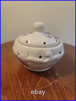Athena Pottery Ceramic Set Ivory Purple with Flowers Design