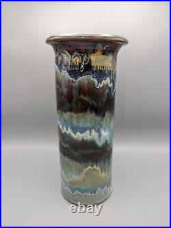 Attr Bill Campbell Studio Art Pottery Vase Artisan Drip Glaze Signed 11.25