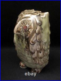 Australian Studio Pottery Signed Cynthia Mitchell Owl Figurine Sculpture 2