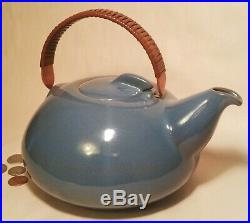 BLUE COPPER mcm edith heath ceramic art pottery teapot vtg tea modern sculpture