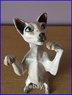 BRIAN ANDREW Studio Art Raku Pottery Ceramic Cat Kitten Sculpture Figurine