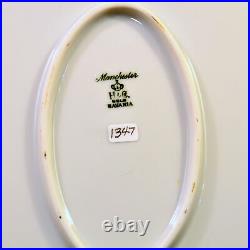 Bavaria H&Co Heinrich Platter 15 3/8 X 12 3/8 Pink Rose Garland Gold 1911-1939