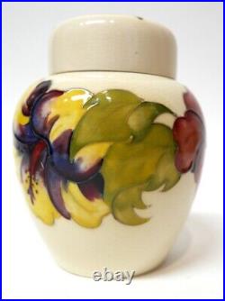 Beautiful Pair of Matching WALTER MOORCROFT Hibiscus Ginger Jars c